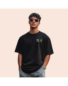 Greys&Blues Pima Oversized Round neck T-Shirt-Black